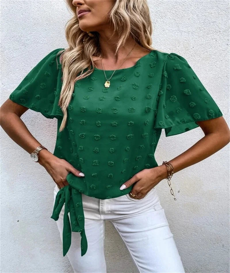 Rita | Feminine Blouse with 3D Floral Details