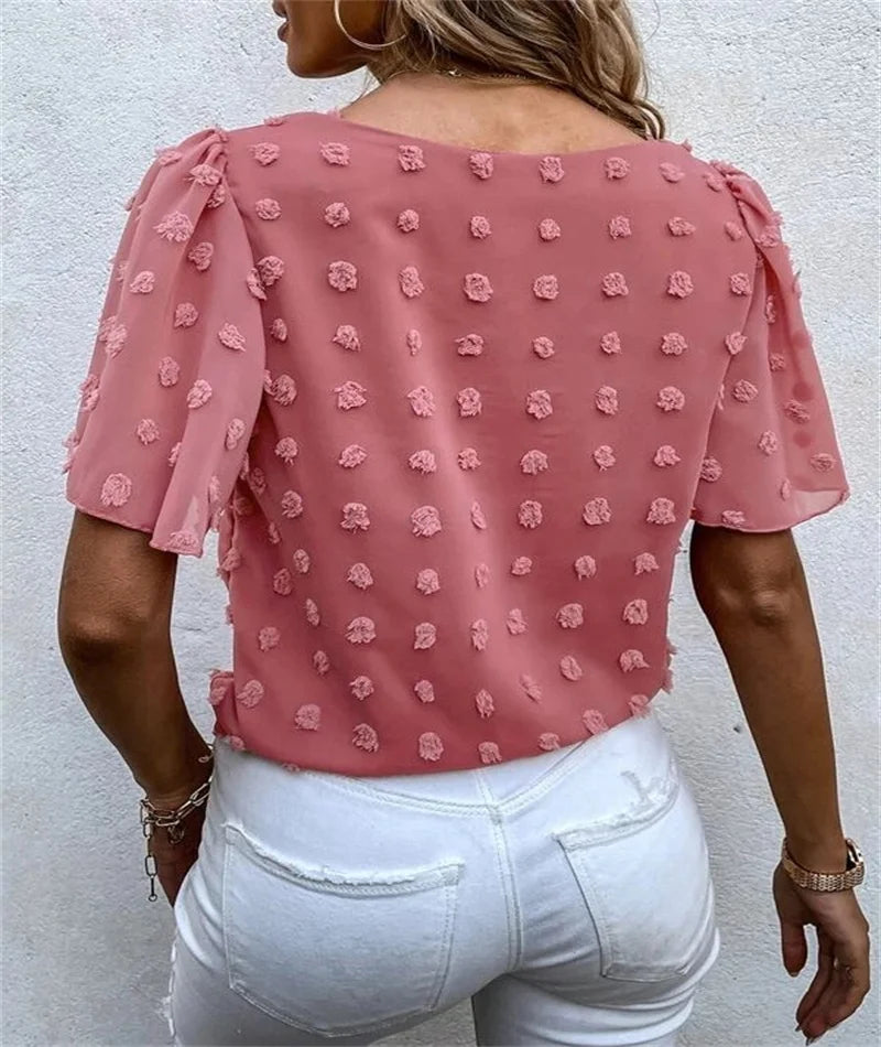 Rita | Feminine Blouse with 3D Floral Details