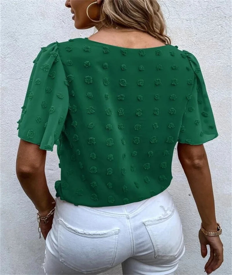 Rita | Feminine Blouse with 3D Floral Details