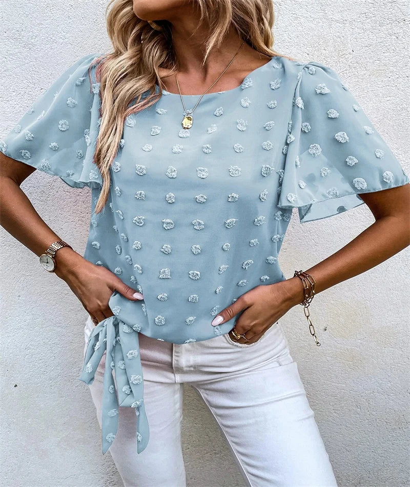 Rita | Feminine Blouse with 3D Floral Details