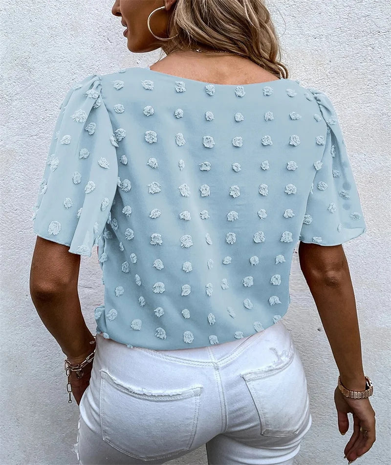 Rita | Feminine Blouse with 3D Floral Details