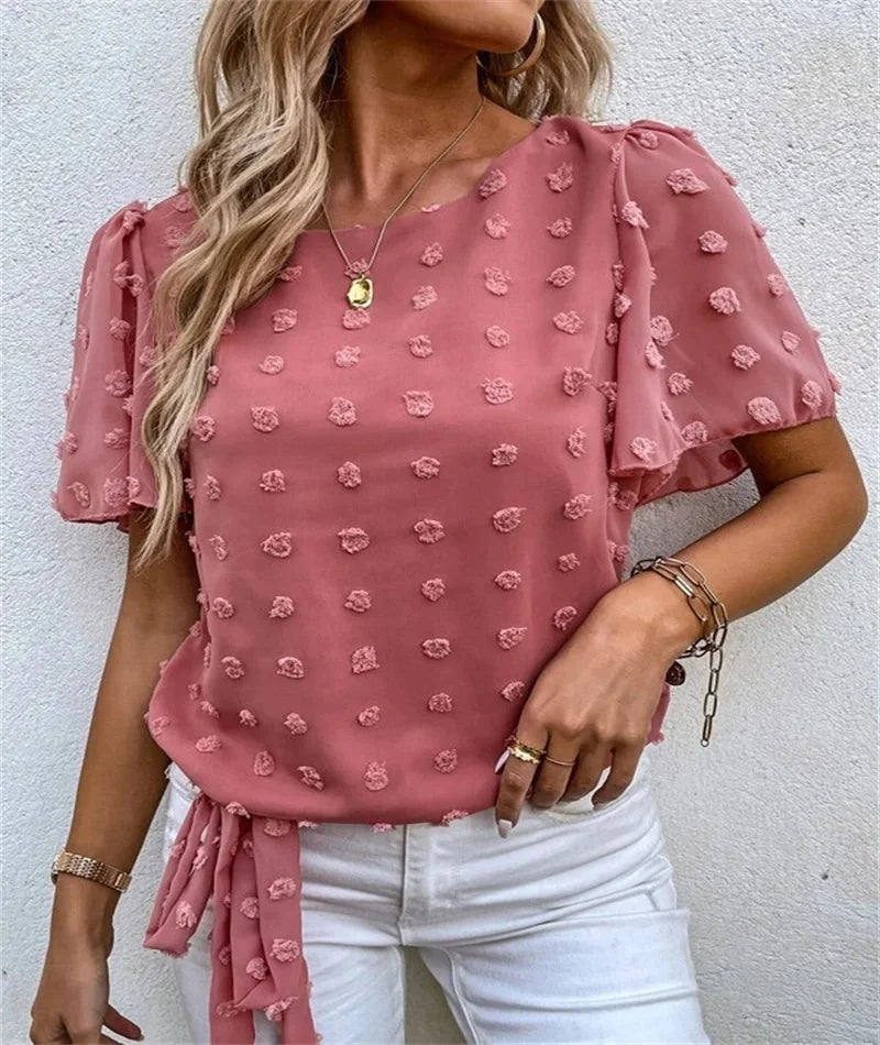 Rita | Feminine Blouse with 3D Floral Details