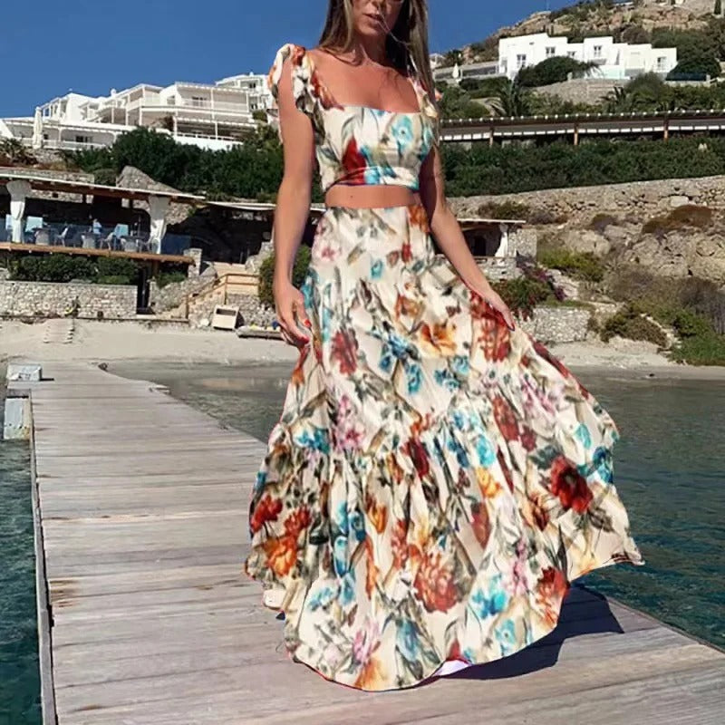 Brena - Bohemian Style Print Skirt Two Piece Set