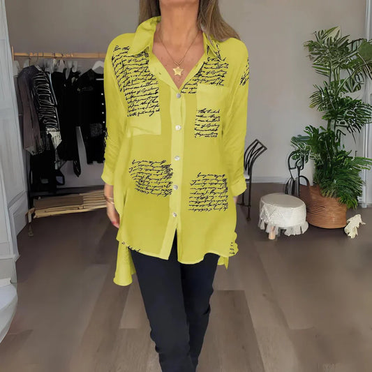 Cara | Handwriting Design Button Up Shirt