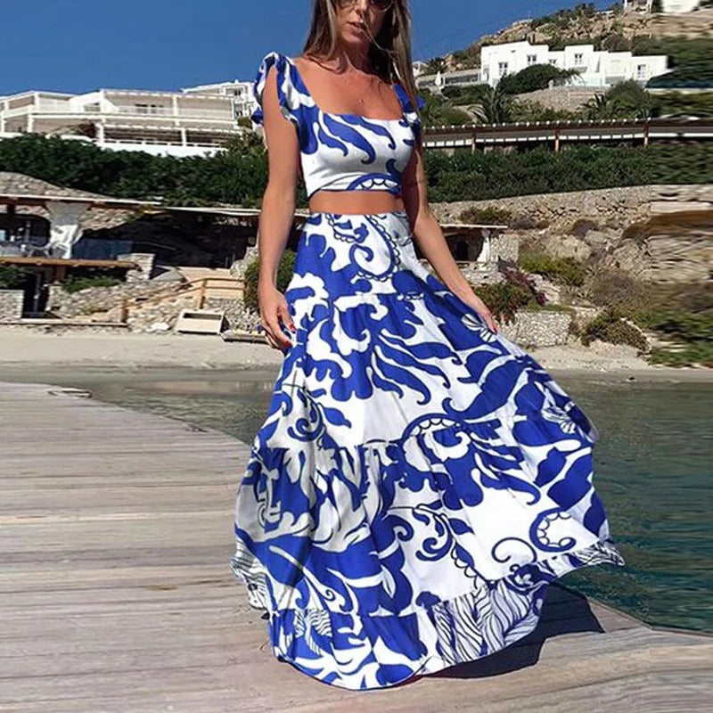 Brena - Bohemian Style Print Skirt Two Piece Set
