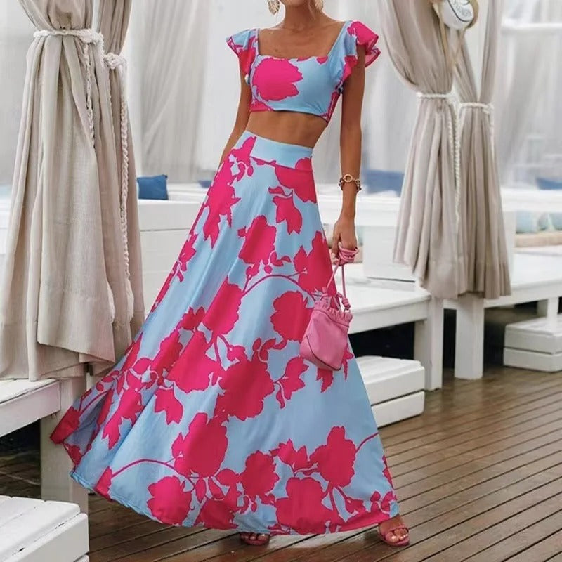 Brena - Bohemian Style Print Skirt Two Piece Set